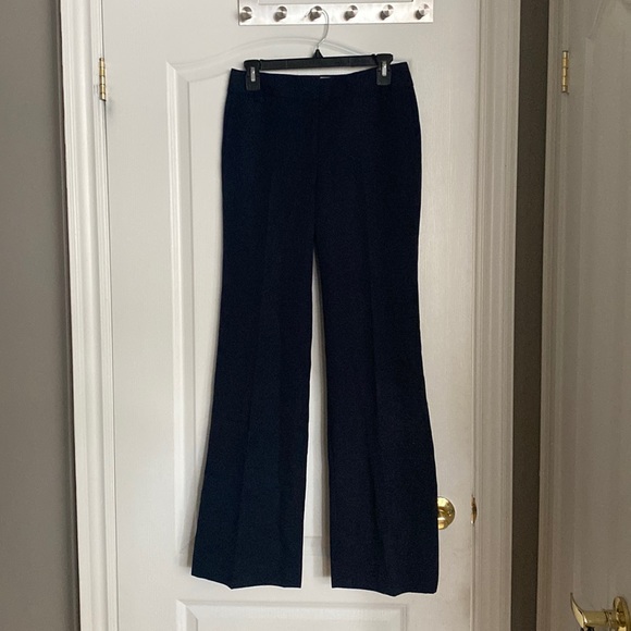 J Crew Favourite Pants Wool Navy Blue Full Length Flare Pants Career Office - Picture 3 of 7